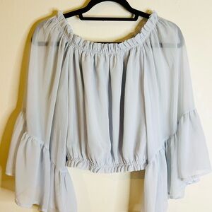 Elegant Off-Shoulder Light Blue Women's Top
